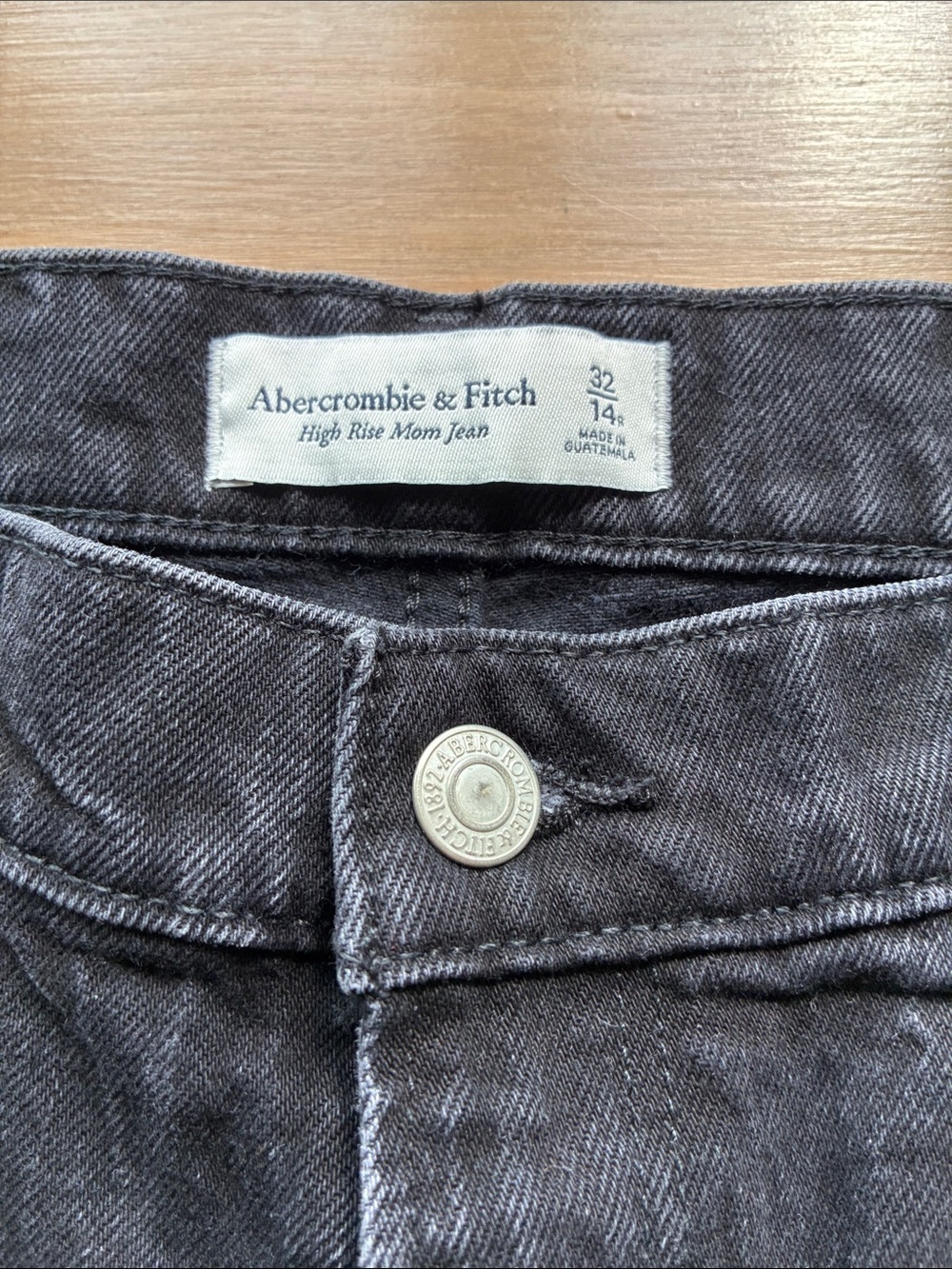 Abercrombie & Fitch Washed Black High Rise Mom Jeans